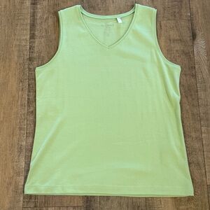 By Chico’s V-Neck Tank Top Women's Size 2 Light Green Cotton